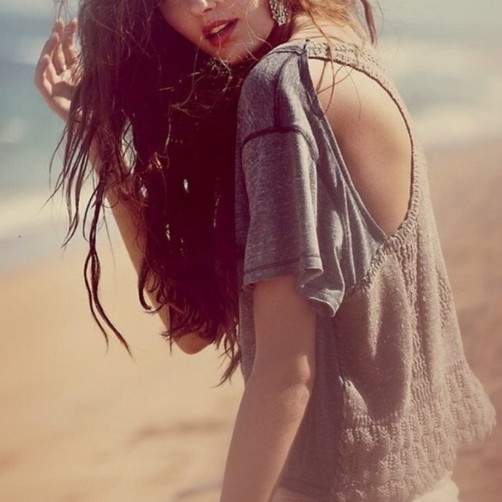 Free People Diamond Crochet Cutout T-shirt